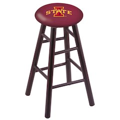 Maple Counter Stool in Dark Cherry Finish with Iowa State Seat