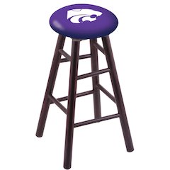 Maple Bar Stool in Dark Cherry Finish with Kansas State Seat