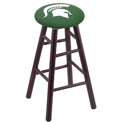 Maple Counter Stool in Dark Cherry Finish with Michigan State Seat