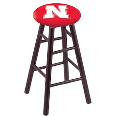 Maple Bar Stool in Dark Cherry Finish with Nebraska Seat