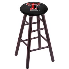 Maple Counter Stool in Dark Cherry Finish with Texas Tech Seat