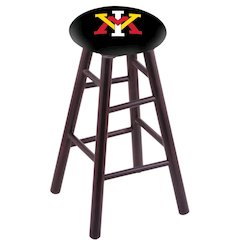Maple Bar Stool in Dark Cherry Finish with Virginia Military Institute Seat