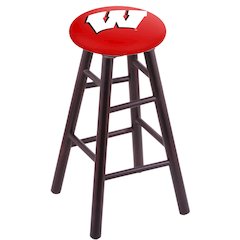 Maple Bar Stool in Dark Cherry Finish with Wisconsin "W" Seat