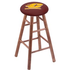 Maple Bar Stool in Medium Finish with Central Michigan Seat