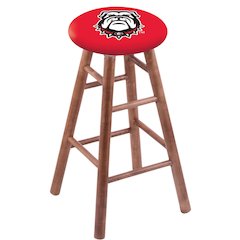 Maple Bar Stool in Medium Finish with Georgia "Bulldog" Seat
