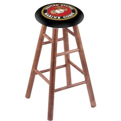 Maple Bar Stool in Medium Finish with U.S. Marines Seat