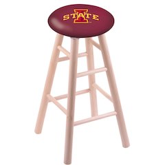 Maple Bar Stool in Natural Finish with Iowa State Seat