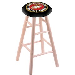 Maple Counter Stool in Natural Finish with U.S. Marines Seat