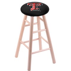 Maple Bar Stool in Natural Finish with Texas Tech Seat