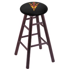 Oak Bar Stool in Dark Cherry Finish with Arizona State (Pitchfork) Seat