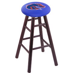 Oak Counter Stool in Dark Cherry Finish with Boise State Seat