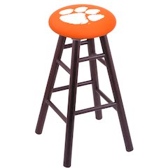 Oak Counter Stool in Dark Cherry Finish with Clemson Seat