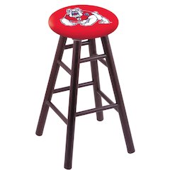 Oak Counter Stool in Dark Cherry Finish with Fresno State Seat