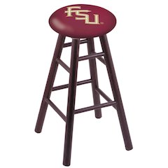 Oak Bar Stool in Dark Cherry Finish with Florida State (Script) Seat