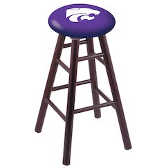 Oak Bar Stool in Dark Cherry Finish with Kansas State Seat