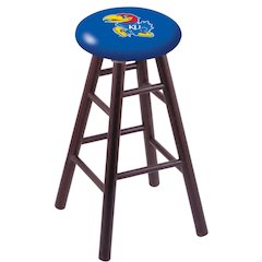 Oak Bar Stool in Dark Cherry Finish with Kansas Seat