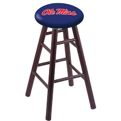 Oak Bar Stool in Dark Cherry Finish with Ole' Miss Seat