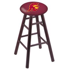 Oak Bar Stool in Dark Cherry Finish with USC Trojans Seat