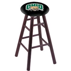 Oak Bar Stool in Dark Cherry Finish with Ohio University Seat