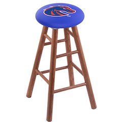 Oak Bar Stool in Medium Finish with Boise State Seat