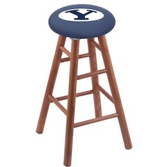 Oak Counter Stool in Medium Finish with Brigham Young Seat