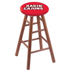 Oak Extra Tall Bar Stool in Medium Finish with Louisiana-Lafayette Seat