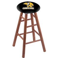 Oak Bar Stool in Medium Finish with Missouri Western State Seat