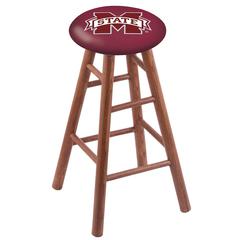 Oak Bar Stool in Medium Finish with Mississippi State Seat
