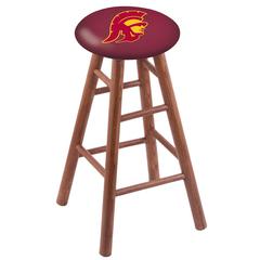 Oak Extra Tall Bar Stool in Medium Finish with USC Trojans Seat