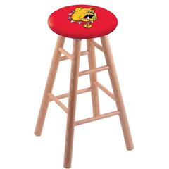 Oak Counter Stool in Natural Finish with Ferris State Seat