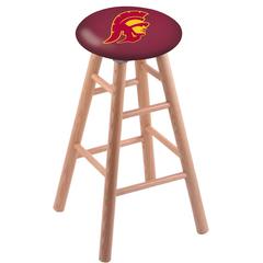 Oak Counter Stool in Natural Finish with USC Trojans Seat
