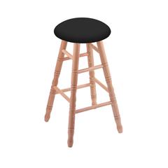 Oak Round Cushion 36" Swivel Extra Tall Bar Stool with Turned Legs, Natural Finish, and Black Vinyl Seat