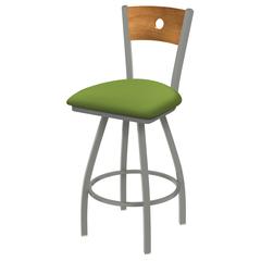XL 830 Voltaire 25" Swivel Counter Stool with Anodized Nickel Finish, Medium Back, and Canter Kiwi Green Seat