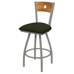 XL 830 Voltaire 25" Swivel Counter Stool with Anodized Nickel Finish, Medium Back, and Canter Pine Seat