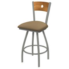 XL 830 Voltaire 25" Swivel Counter Stool with Anodized Nickel Finish, Medium Back, and Canter Sand Seat