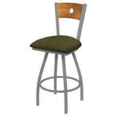 XL 830 Voltaire 25" Swivel Counter Stool with Anodized Nickel Finish, Medium Back, and Graph Parrot Seat