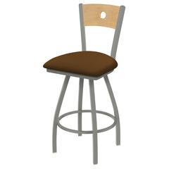 XL 830 Voltaire 25" Swivel Counter Stool with Anodized Nickel Finish, Natural Back, and Canter Thatch Seat
