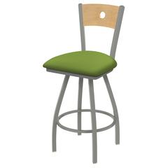 XL 830 Voltaire 25" Swivel Counter Stool with Anodized Nickel Finish, Natural Back, and Canter Kiwi Green Seat
