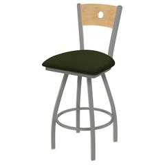 XL 830 Voltaire 25" Swivel Counter Stool with Anodized Nickel Finish, Natural Back, and Canter Pine Seat