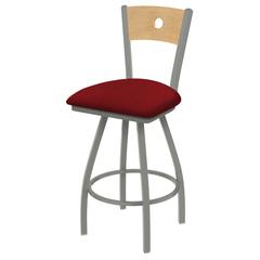 XL 830 Voltaire 25" Swivel Counter Stool with Anodized Nickel Finish, Natural Back, and Graph Ruby Seat