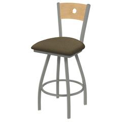 XL 830 Voltaire 25" Swivel Counter Stool with Anodized Nickel Finish, Natural Back, and Graph Cork Seat