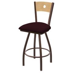 XL 830 Voltaire 25" Swivel Counter Stool with Bronze Finish, Natural Back, and Canter Bordeaux Seat