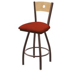 XL 830 Voltaire 25" Swivel Counter Stool with Bronze Finish, Natural Back, and Graph Poppy Seat