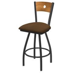 XL 830 Voltaire 25" Swivel Counter Stool with Pewter Finish, Medium Back, and Rein Thatch Seat