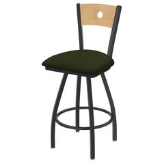 XL 830 Voltaire 25" Swivel Counter Stool with Pewter Finish, Natural Back, and Canter Pine Seat