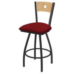 XL 830 Voltaire 25" Swivel Counter Stool with Pewter Finish, Natural Back, and Graph Ruby Seat