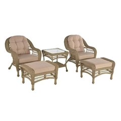 Outdoor Garden 5 Pc Conversation Set With Ottomans And End Table