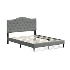 Upholstered Complete Bed Queen Stone