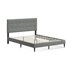Upholstered Complete Bed Queen Stone