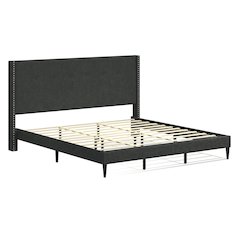Upholstered Complete Bed King Gray